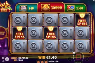3 Scatters award 10 Free Spins in the Cash Box slot machine