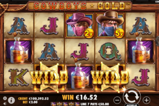 5-of-a-kind win in the Cowboys Gold slot machine