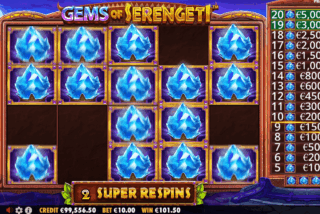 After landing a Gem symbol during the Respin feature, it remains on the reels