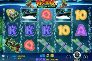 Base game win in the Big Bass Mission Fishin slot machine