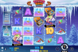 Base game win in the Bigger Bass Blizzard: Christmas Catch slot machine