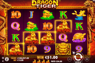Base game win in the Dragon Tiger slot machine