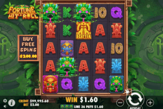 Base game win in the Fortune Hit'n'Roll slot machine
