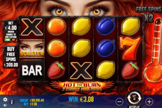 Base game win in the Hot to Burn 7 Deadly Free Spins slot machine