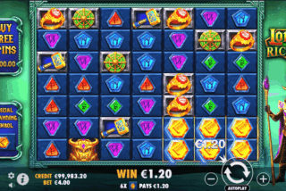 Base game win in the Loki's Riches slot machine