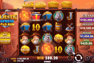 Base game win in the Majestic Rush: Gold Run slot machine