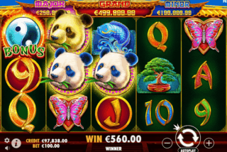 Base game win in the Panda's Fortune 2 slot machine