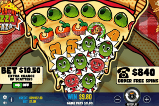 Base game win in the Peppe's Pepperoni Pizza Plaza slot machine