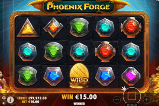 Base game win in the Phoenix Forge slot machine