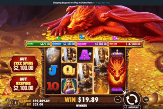 Base game win in the Sleeping Dragon slot machine