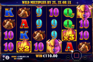 Combination of stacked symbols and wild multipliers can generate a big win, even with the low-paying symbol