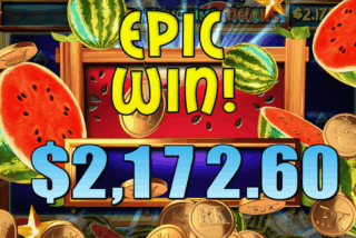 Epic win in the Mighty Munching Melons slot