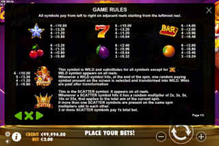 Full paytable for Joker King slot machine