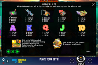 Full paytable for the Big Bass Bonanza 1000 slot machine