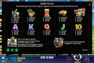 Full paytable for the Big Bass Return To The Races slot