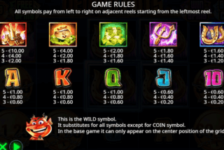 Full paytable for the Demon Pots slot