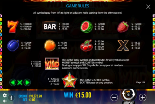 Full paytable for the Hot to Burn: Hold & Spin slot