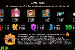 Full paytable of The Dog House Multihold slot machine