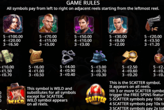 Full paytable of the The Great Stick Up slot machine