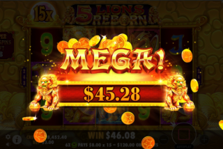 Mega win in the 5 Lions Reborn slot machine