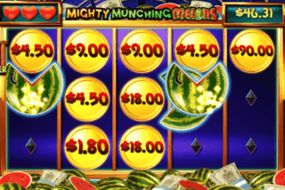 Melon symbol collects Money symbols in its path, adding their values to the total win