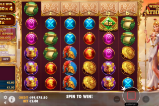 Multiplier win in the Wisdom of Athena slot