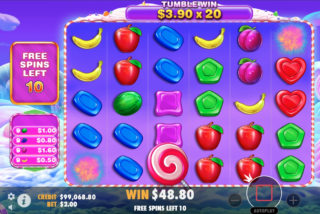 Multipliers are added together for each Tumble win