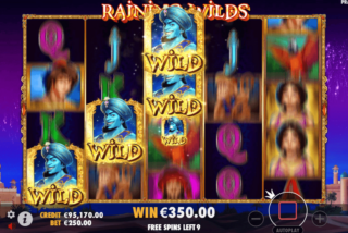 Raining Wilds randomly appear in one of the two versions of Free Spins