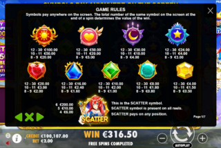 Starlight Princess slot paytable