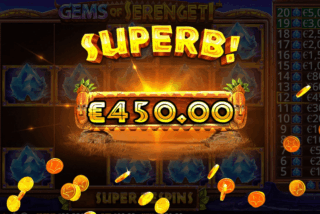 Superb win in the Gems of Serengeti slot