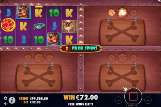 The Free Spins feature starts with the first matrix unlocked